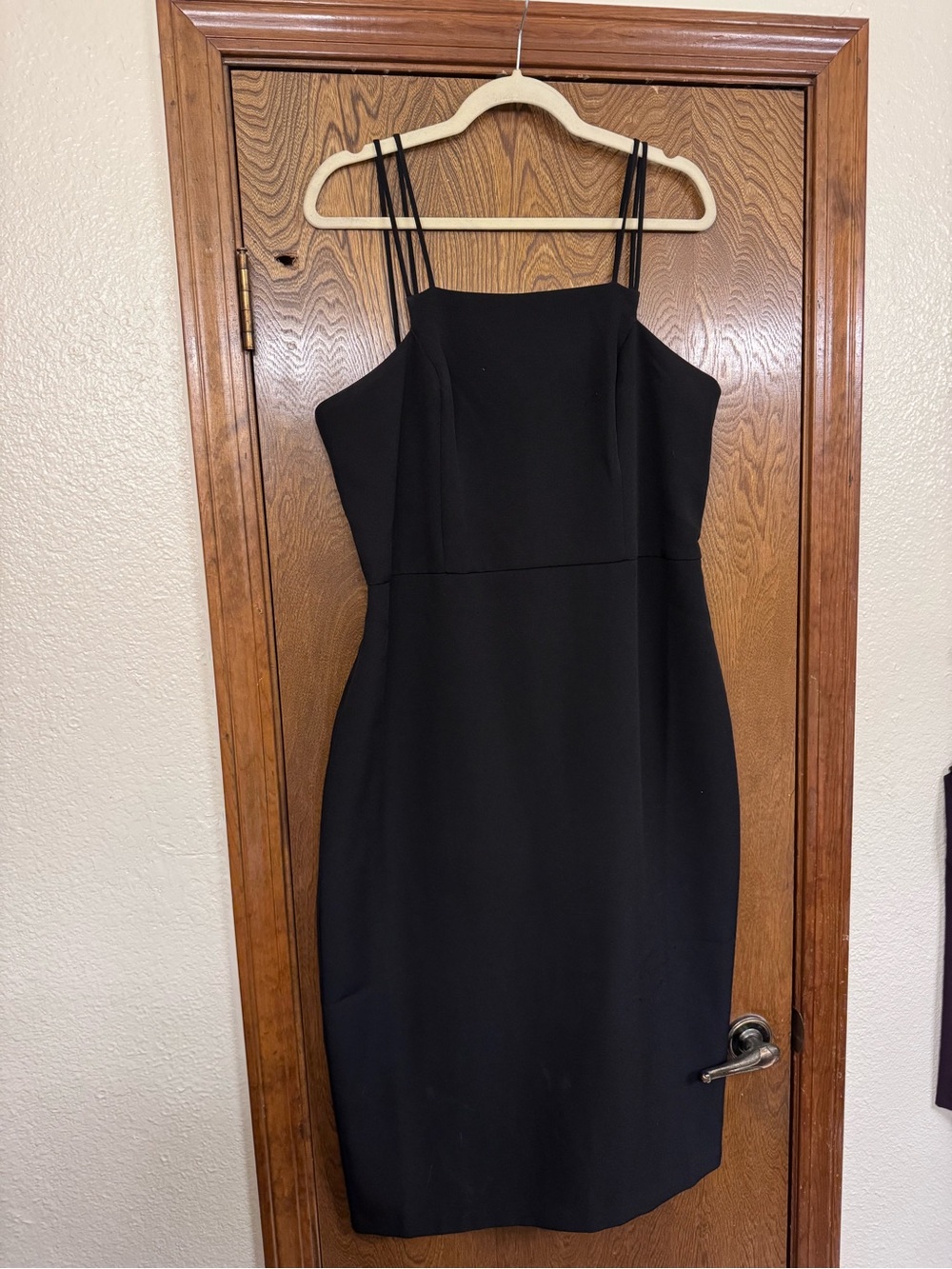 Express Black Midi Dress with Double Spaghetti Straps